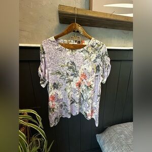 Alfred Dunner Women's‎ Garden Party Short Sleeve Burnout Floral Top 1X